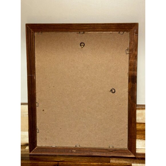 Framed Vivien Flasch Floral Art Print Blue Flower & Brown Scroll Design Overall - Picture 6 of 8